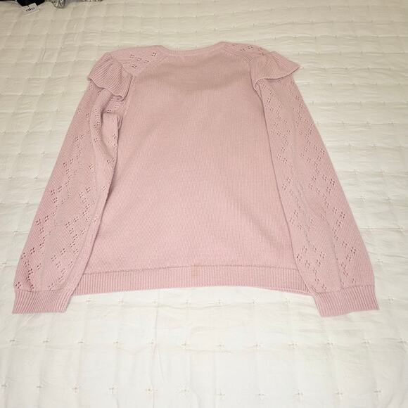 H&M Long Sleeve Pointelle Cardigan Sweater Girl's 6X/7 | Pink | Cotton | EUC - Picture 4 of 10